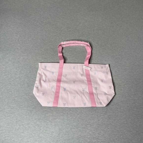 Victoria’s Secret Heritage Stripe Rhinestone Embellished Canvas Tote Bag - Picture 8 of 10